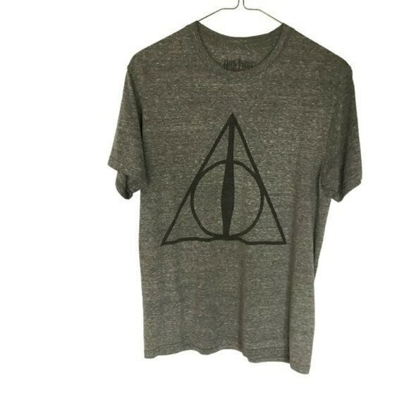 Harry Potter Unisex Deathly Hollows Short Sleeve Cotton Tee Size Small Gray - Picture 1 of 8